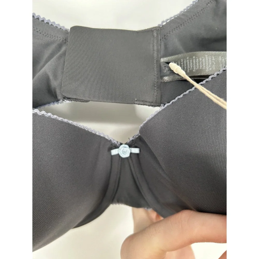 SKIMS Fits Everybody Picot T Shirt Bra Underwired 42DD Ash‎ Contrast Bow Padded - Picture 5 of 7